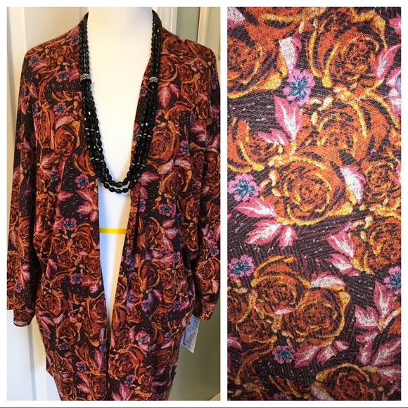 LuLaRoe Sweaters - HP! LuLaRoe L Electric Rose Lindsay Kimono 🦄